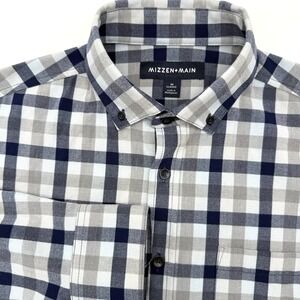 Mizzen+Main Blue and Gray Plaid Casual Button Down Shirt